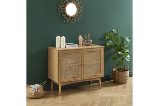 Buffet 2 portes Ines - Imitation chêne - 90 x 75 x 40 cm