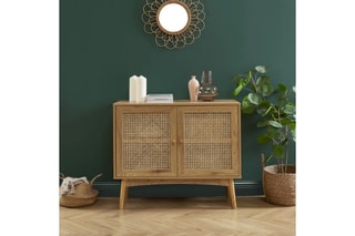 Buffet 2 portes Ines - Imitation chêne - 90 x 75 x 40 cm