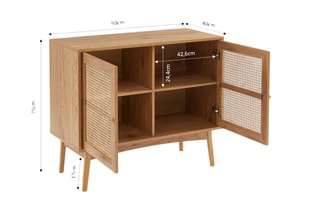 Buffet 2 portes Ines - Imitation chêne - 90 x 75 x 40 cm