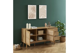 Buffet 2 portes Ines - Imitation chêne - 150 x 75 x 40 cm