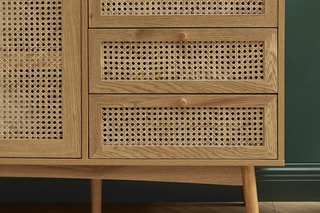Buffet 2 portes Ines - Imitation chêne - 150 x 75 x 40 cm