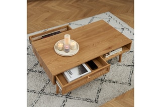 Table basse Inès - 
Imitation chêne et naturel
