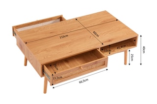 Table basse Inès - 
Imitation chêne et naturel