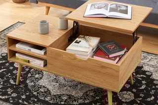 Table basse avec plateau relevable Florence - Imitation chêne foncé