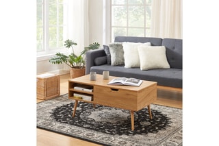 Table basse avec plateau relevable Florence - Imitation chêne foncé