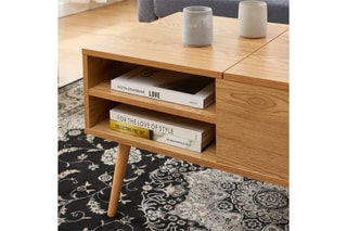 Table basse avec plateau relevable Florence - Imitation chêne foncé
