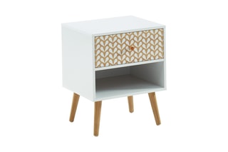 Table de chevet 1 tiroir Capucine - Blanc et imitation bois