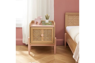 Table de chevet Pablo - Imitation bois et rose