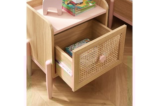 Table de chevet Pablo - Imitation bois et rose