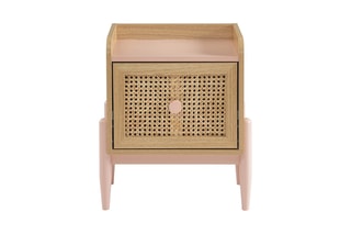 Table de chevet Pablo - Imitation bois et rose
