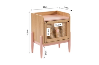 Table de chevet Pablo - Imitation bois et rose