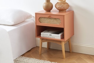 Table de chevet 1 tiroir Sixtine - Terracotta et naturel