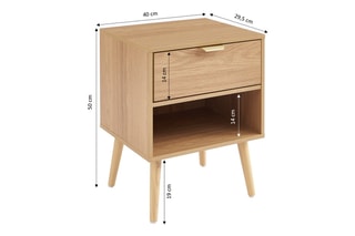 2 tables de chevet 1 tiroir Jeanne - 40 x 50 x 29,5 cm