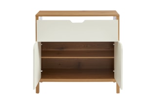 Meuble de salle de bain 2 portes en bois d’hévéa Kilda - 80 x 75 x 39 cm