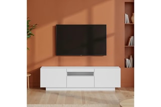 Meuble TV 2 portes Birna - Blanc - 150 x 41,6 x 37,3 cm