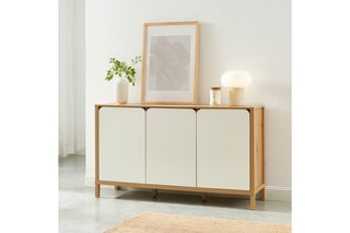 Buffet 3 portes en bois d’hévéa Kilda - 140 x 80 x 39 cm