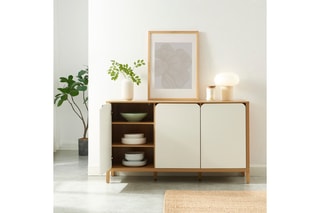 Buffet 3 portes en bois d’hévéa Kilda - 140 x 80 x 39 cm