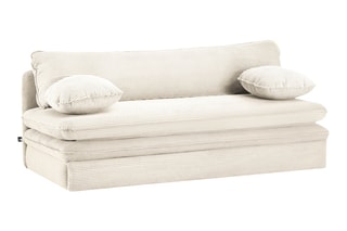 Banquette droite convertible Noma - Ecru - 3 places - En tissu velours côtelé