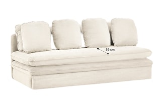 Banquette droite convertible Noma - Ecru - 3 places - En tissu velours côtelé
