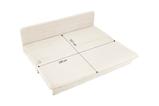 Banquette droite convertible Noma - Ecru - 3 places - En tissu velours côtelé