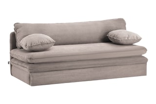 Banquette droite convertible Noma - Grège - 3 places - En tissu velours côtelé