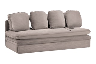 Banquette droite convertible Noma - Grège - 3 places - En tissu velours côtelé