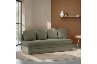 Banquette droite convertible Noma - Vert - 3 places - En tissu velours côtelé