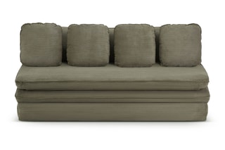 Banquette droite convertible Noma - Vert - 3 places - En tissu velours côtelé