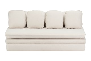 Banquette droite convertible Noma - Grège - 3 places - En tissu bouclette