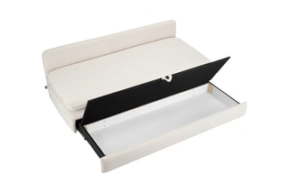 Banquette droite convertible Noma - Grège - 3 places - En tissu bouclette