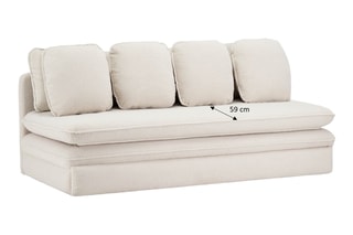 Banquette droite convertible Noma - Grège - 3 places - En tissu bouclette