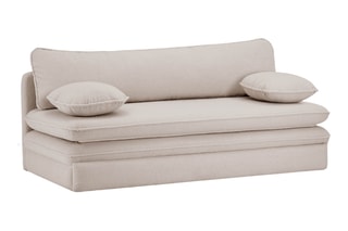 Banquette droite convertible Noma - Taupe - 3 places - En tissu bouclette
