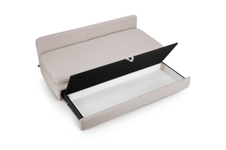 Banquette droite convertible Noma - Taupe - 3 places - En tissu bouclette
