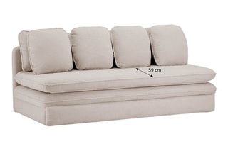 Banquette droite convertible Noma - Taupe - 3 places - En tissu bouclette