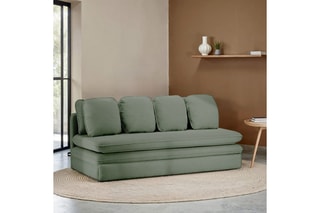 Banquette droite convertible Noma - kaki - 3 places - En tissu bouclette
