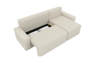 Canapé d'angle réversible et convertible Teo - Beige - 4 places - En tissu velours côtelé