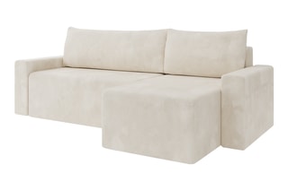 Canapé d'angle réversible convertible Teo - Beige - 4 places - En tissu velours côtelé