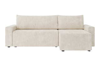 Canapé d'angle réversible convertible Teo - Beige - 4 places - En tissu velours côtelé