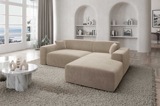 Canapé d'angle droit convertible Lenova - Crème
