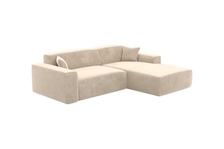 Canapé d'angle droit convertible Lenova - Crème