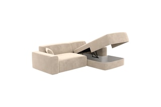 Canapé d'angle droit convertible Lenova - Crème