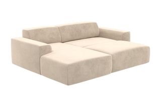 Canapé d'angle droit convertible Lenova - Crème