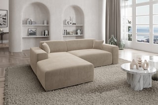 Canapé d'angle gauche convertible Lenova - Crème