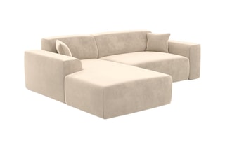 Canapé d'angle gauche convertible Lenova - Crème