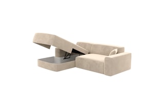 Canapé d'angle gauche convertible Lenova - Crème