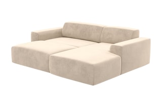 Canapé d'angle gauche convertible Lenova - Crème