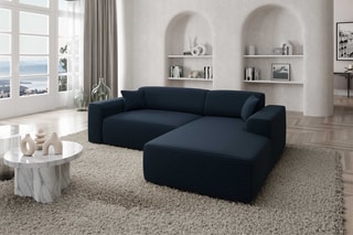 Canapé d'angle droit convertible Lenova - Bleu atlantique