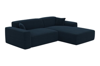 Canapé d'angle droit convertible Lenova - Bleu atlantique