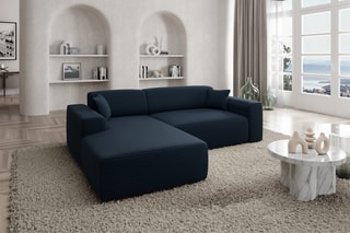 Canapé d'angle gauche convertible Lenova - Bleu atlantique