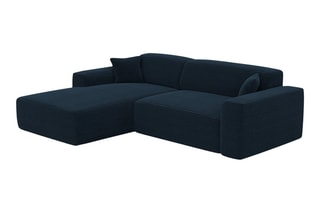 Canapé d'angle gauche convertible Lenova - Bleu atlantique